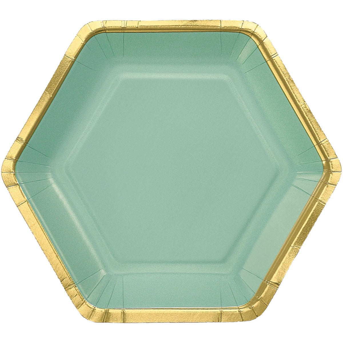 9-inch Hexagon Metallic Willow Party Paper Plates, 8-pk