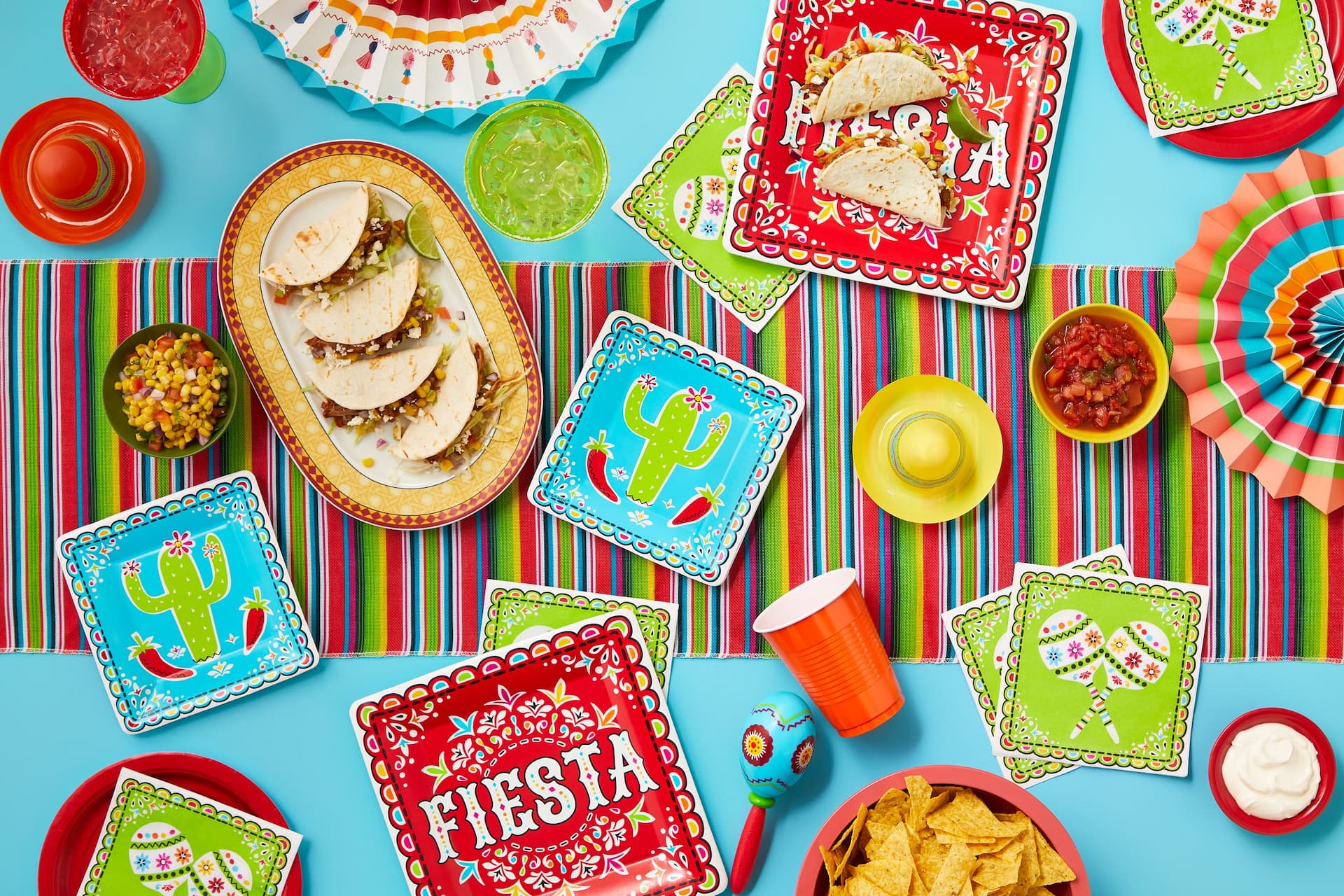 Fiesta Fabric Reusable Table Runner, Multi-Colored, 13x72-inch