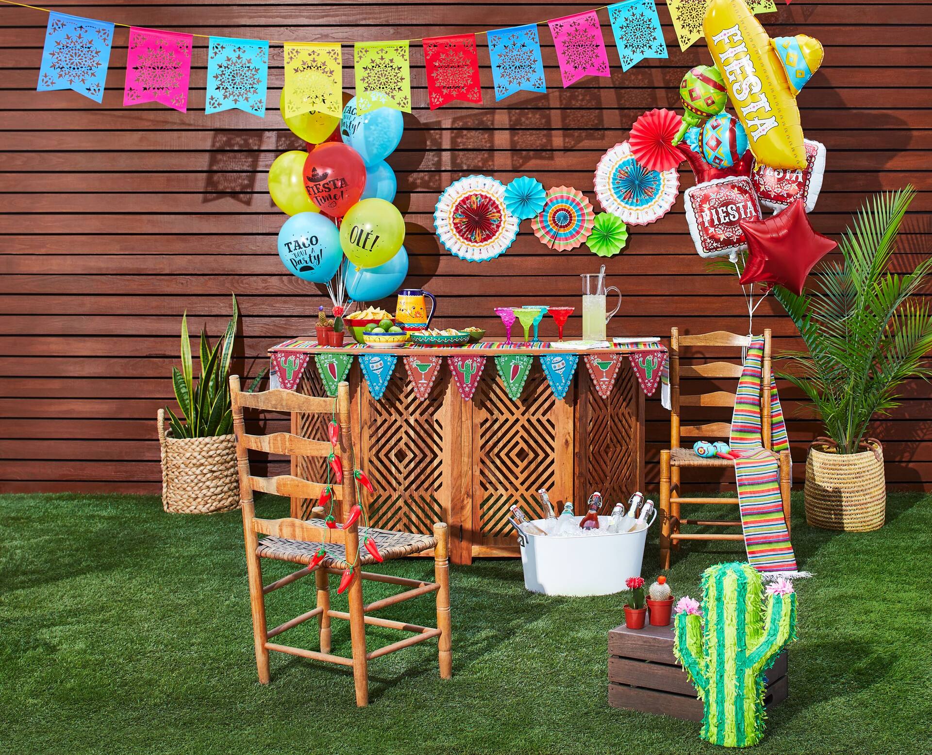 Fiesta Fabric Reusable Table Runner, Multi-Colored, 13x72-inch