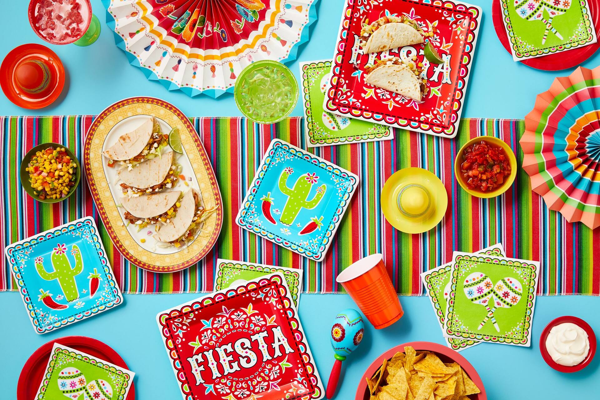 Fiesta Fabric Reusable Table Runner, Multi-Colored, 13x72-inch