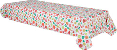 Aloha Flannel-Backed Vinyl Table Cover, Pink/White, Floral, 52x90 inch