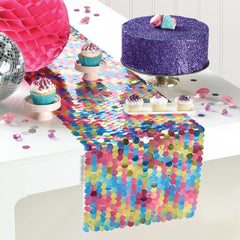 Sparkle Sequin Table Runner, Multicolored, 13 inch x 6 ft, Reusable