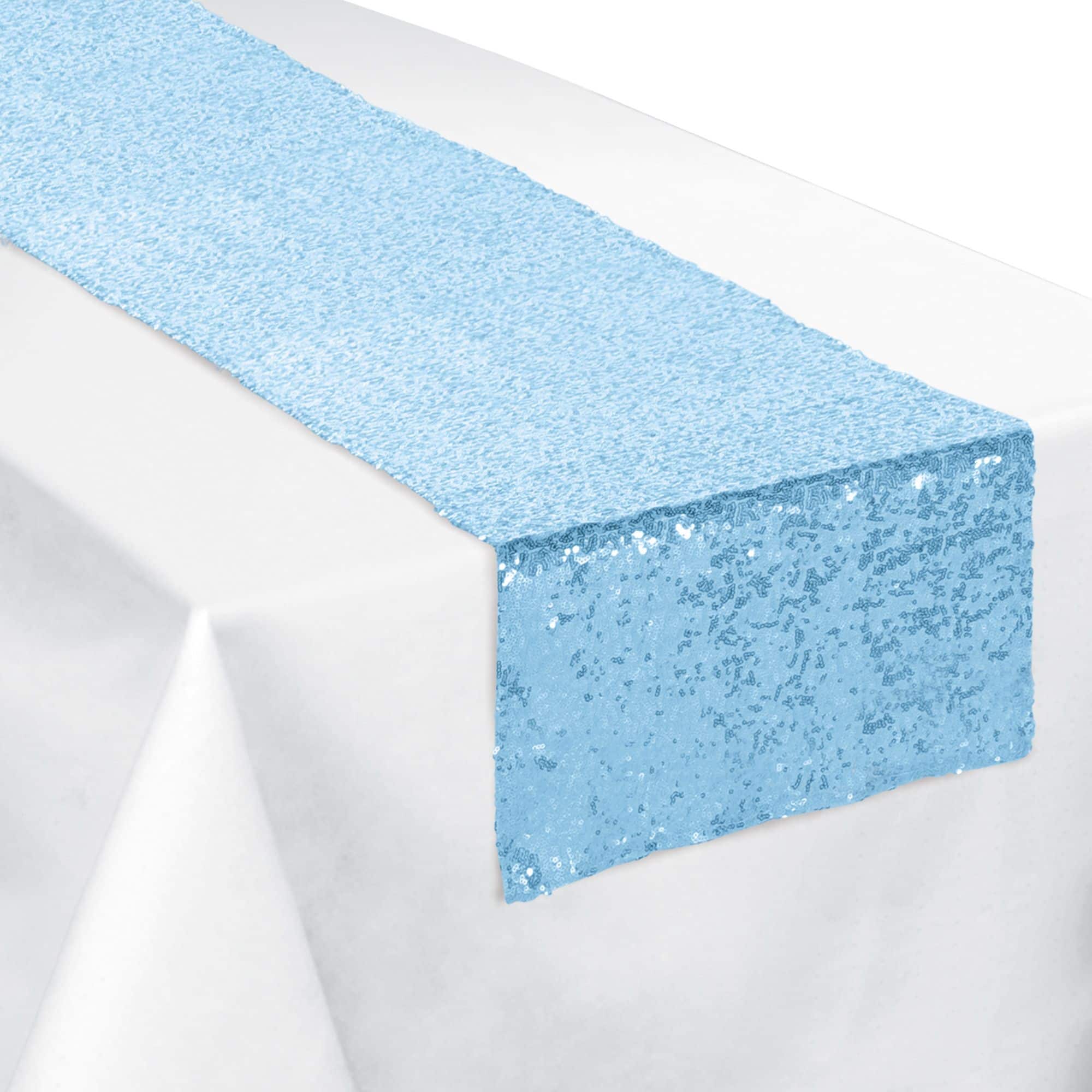 Sparkle Sequin Reusable Table Runner, Blue, 2x14 inch
