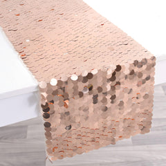 Blush Rose Gold Sequin Table Runner, 13-inch x 6-ft