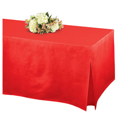 Apple Red Flannel-Backed Vinyl Fitted Table Cover, 72-inch