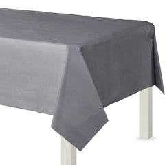 Silver Flannel Backed Plastic Table Cover