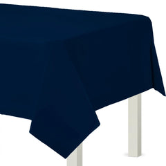 True Navy Flannel-Backed Vinyl Table Cover, 54" x 108"