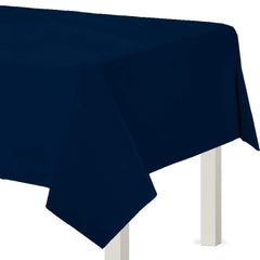 True Navy Flannel-Backed Vinyl Table Cover, 54" x 108"