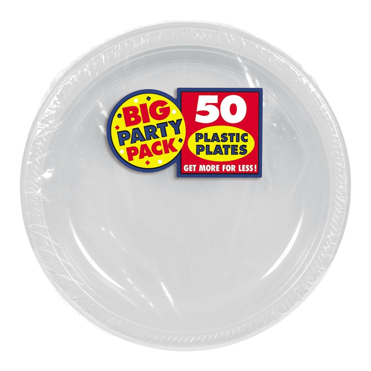 Silver 7-inch Round Plastic Appetizer/Dessert Plates - 50 Count