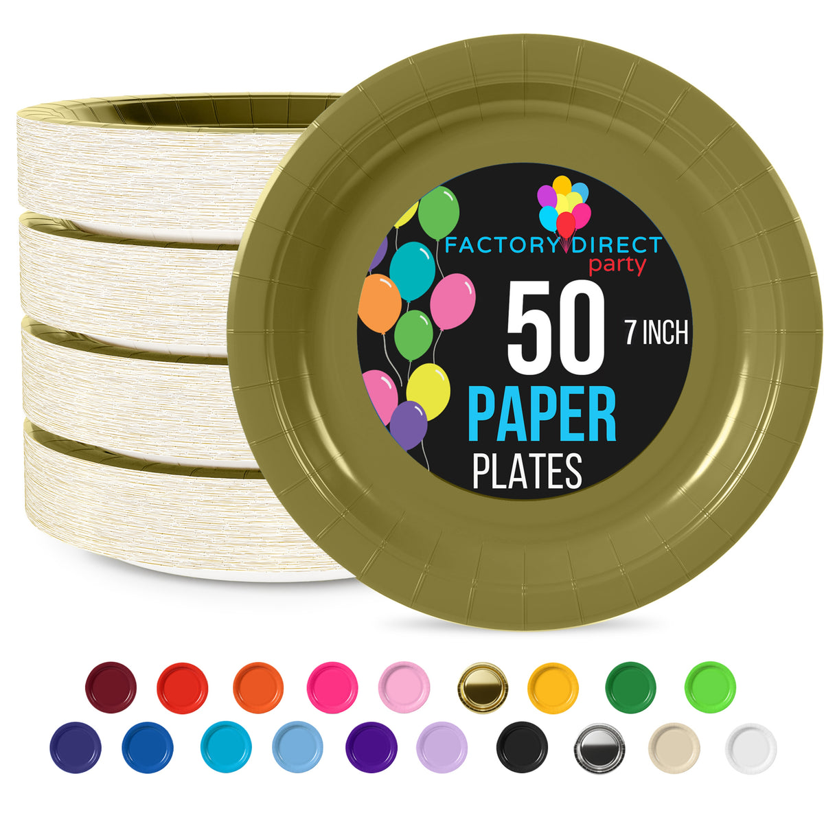 Elegant Gold 6.75-Inch Round Paper Plates, 50-pk