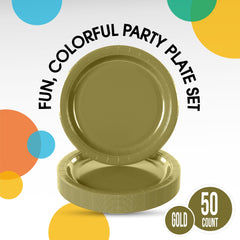 Elegant Gold 6.75-Inch Round Paper Plates, 50-pk