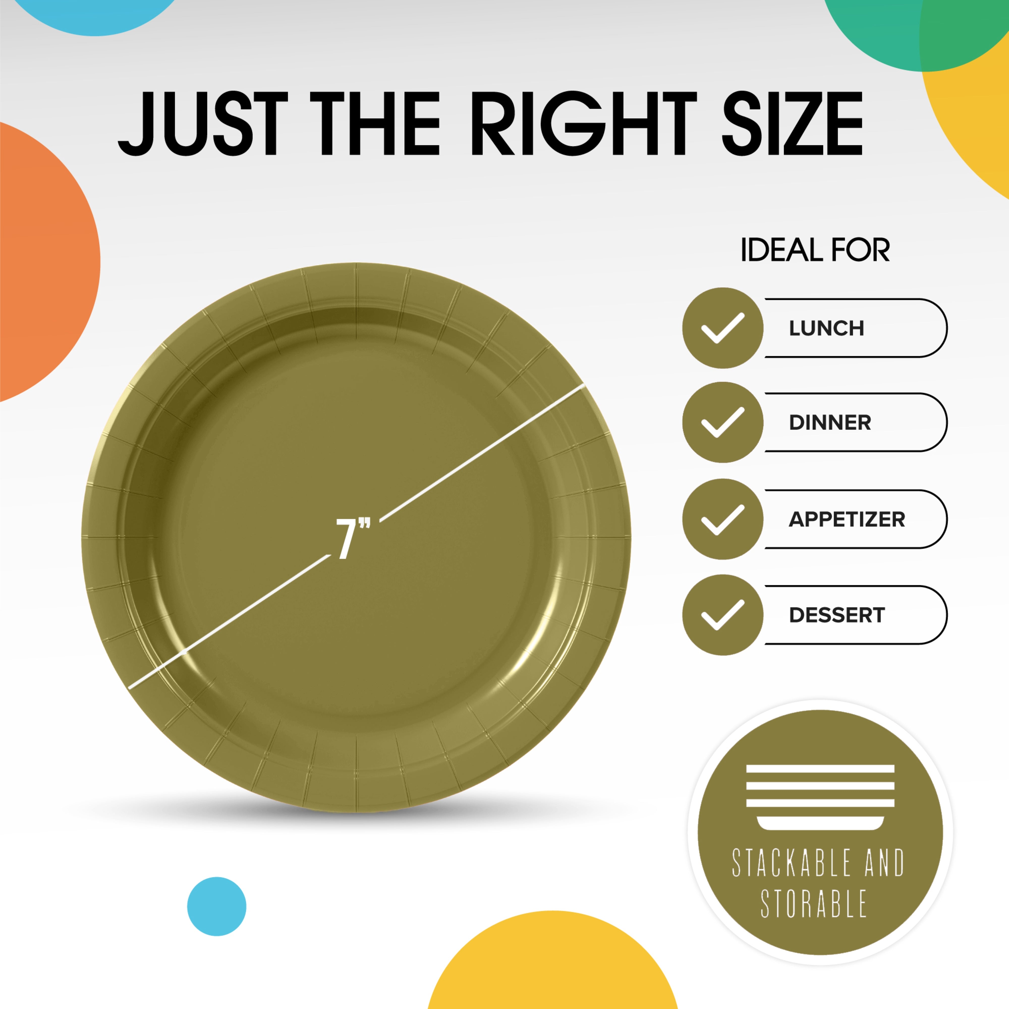 Elegant Gold 6.75-Inch Round Paper Plates, 50-pk