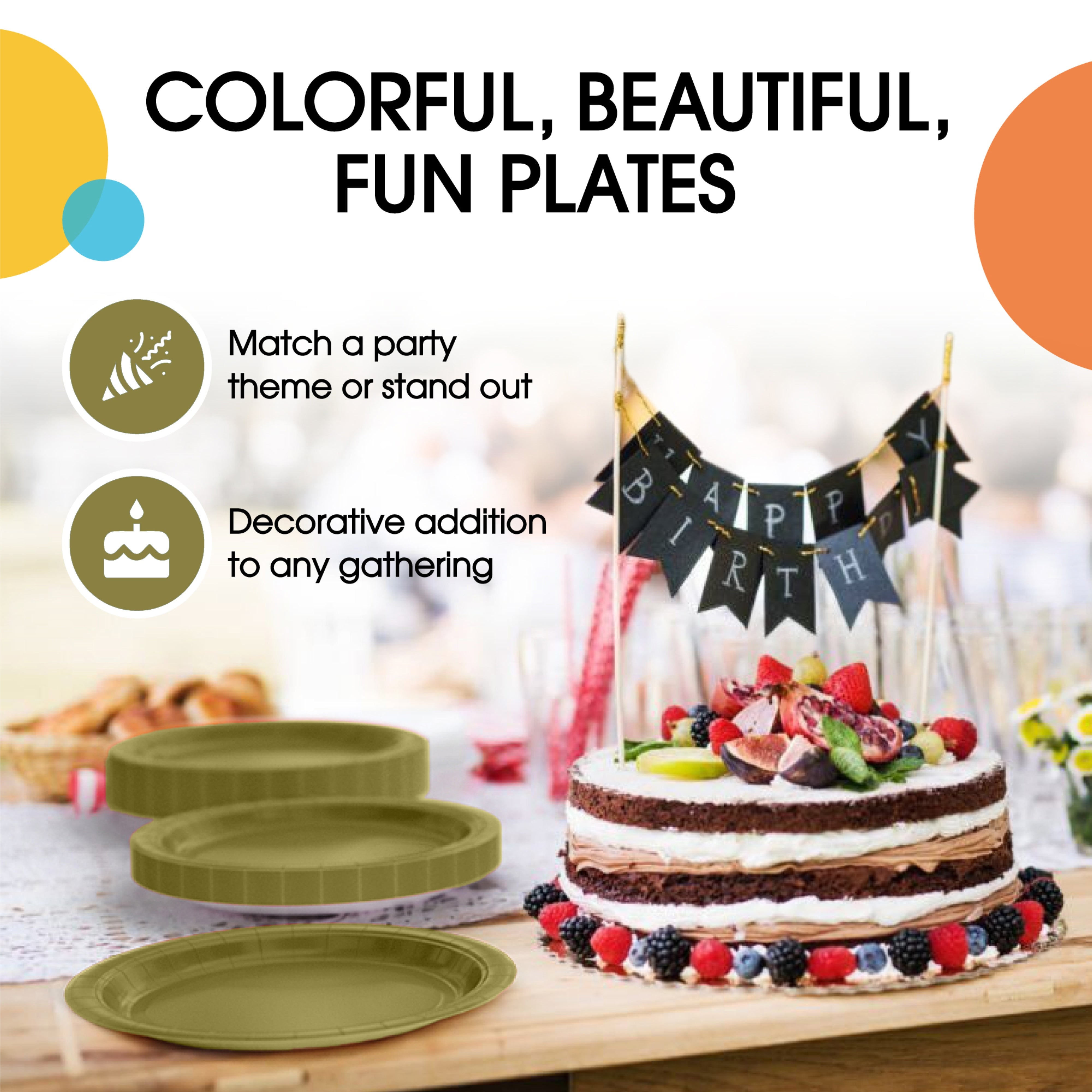 Elegant Gold 6.75-Inch Round Paper Plates, 50-pk