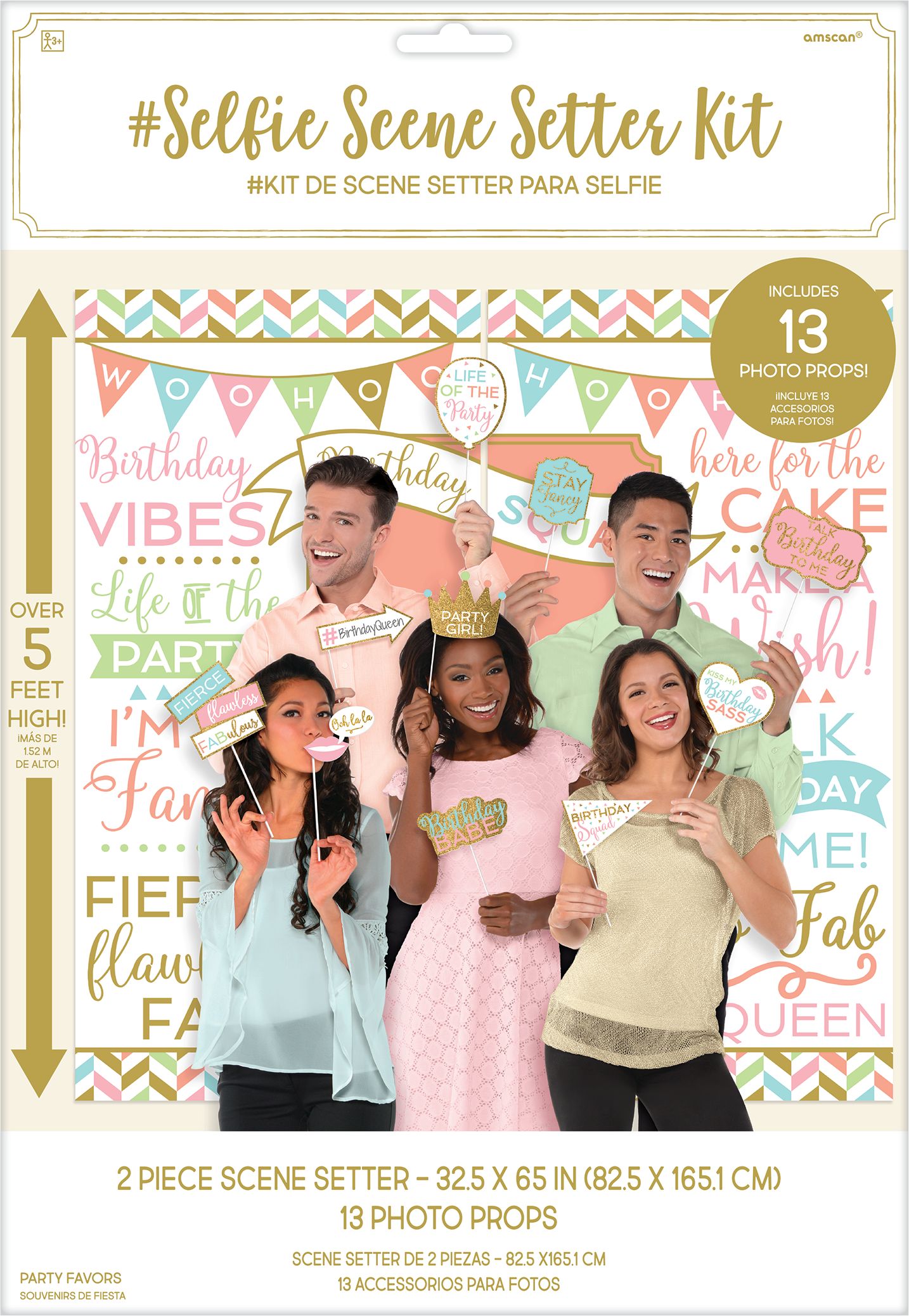 Confetti Fun Scene Setter, Photo Props, 65-inch, 15-pk