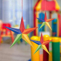 3D Rainbow Star Hanging Decorations, 3-pcs