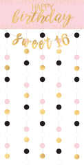 Happy Birthday Scene Setter with Props, Gold/Pink, 77-inch, 14-pk