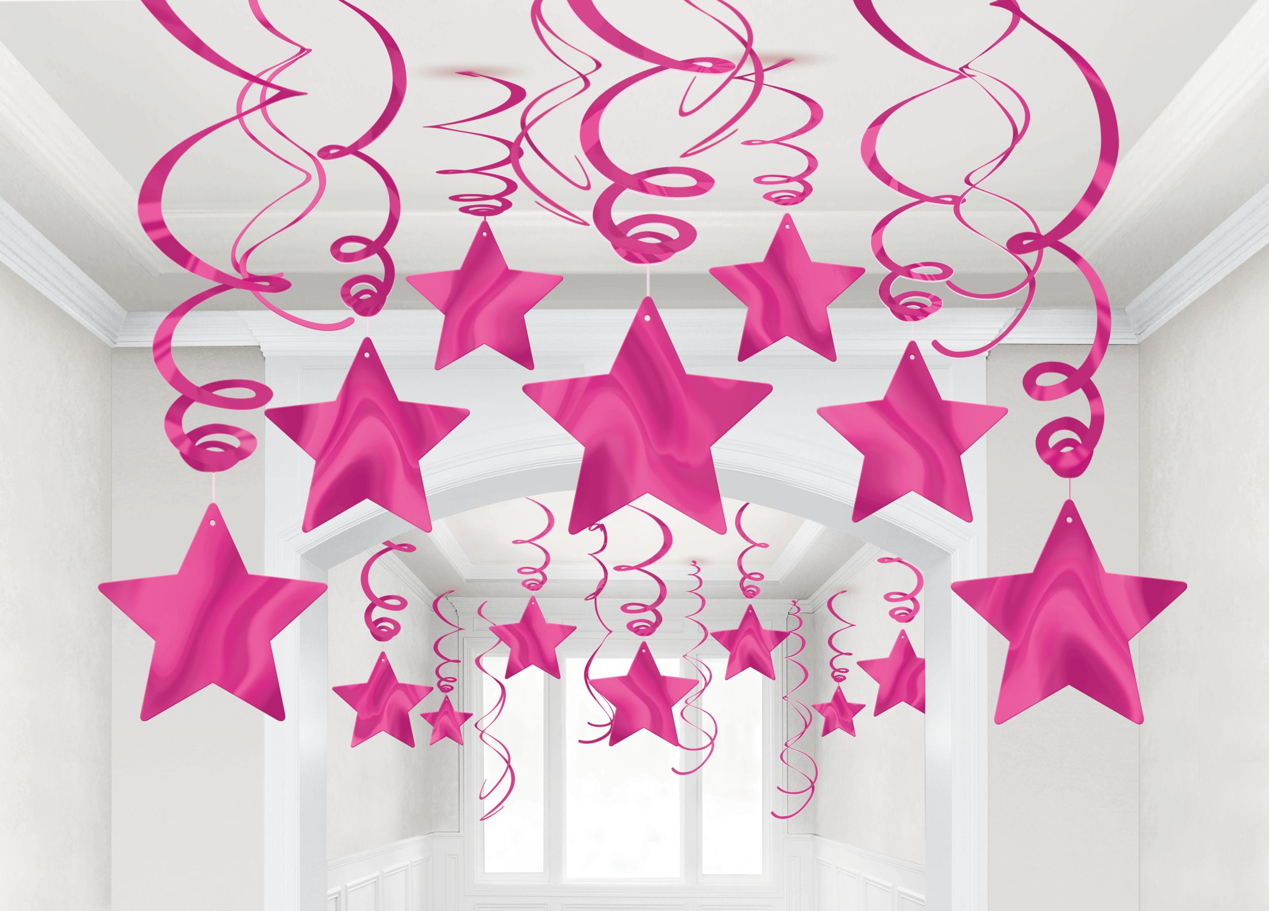 Pink Star Swirl Decorations, 30-pk