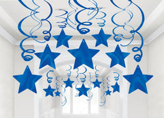 Blue Star Swirl Decorations, 30-pk