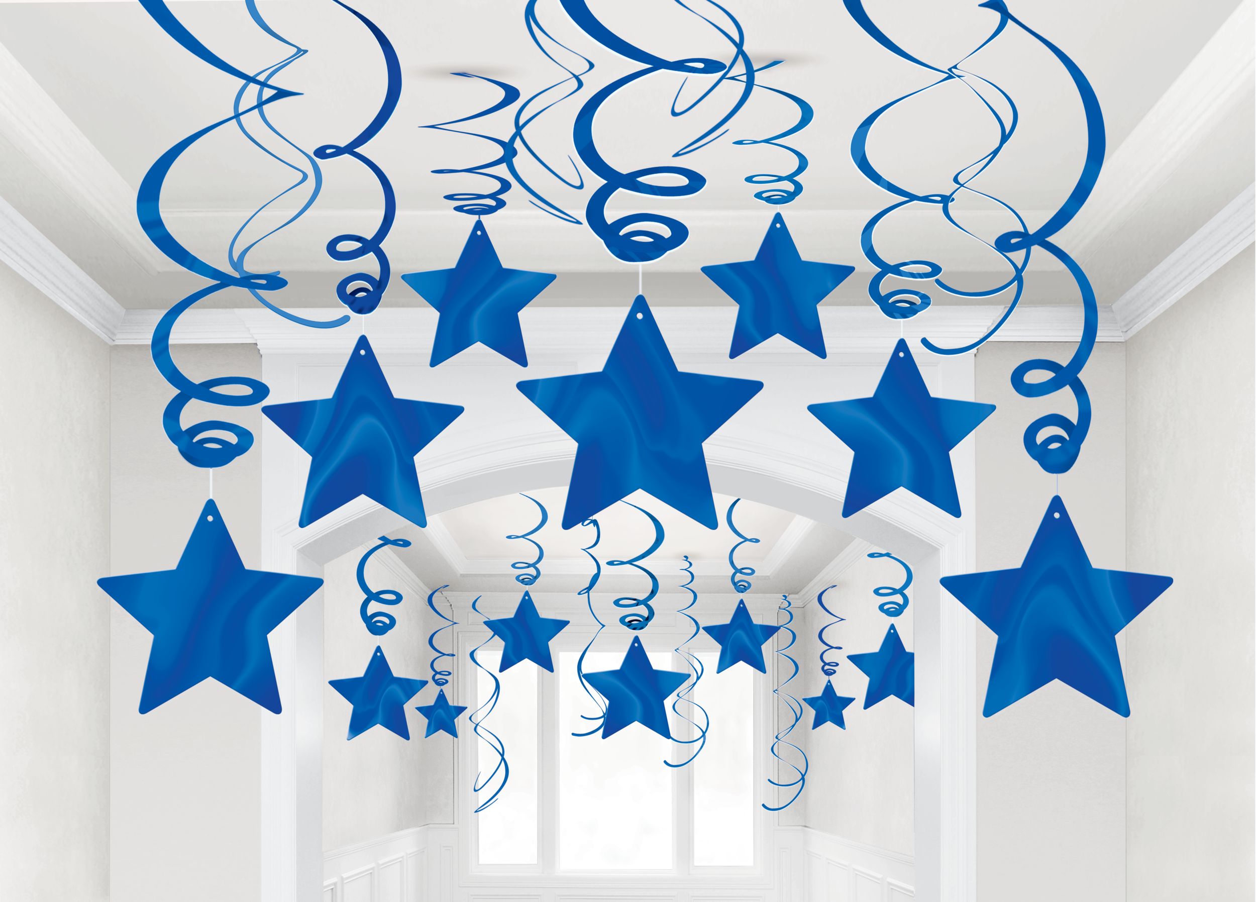 Blue Star Swirl Decorations, 30-pk