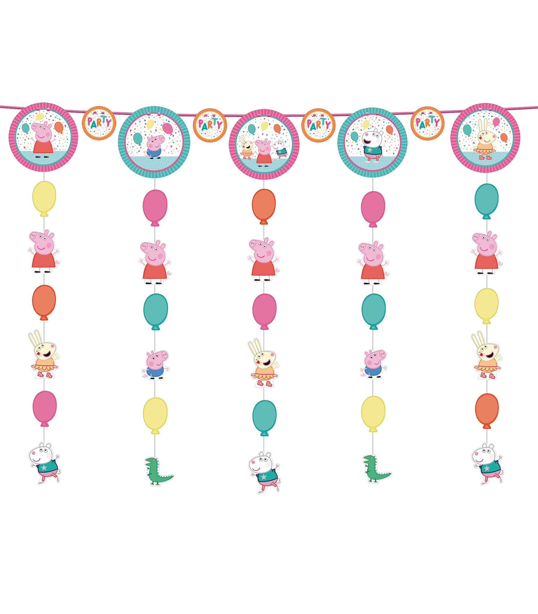 Peppa Pig Hanging Garland Banner, Pink/Blue, 10-foot