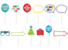 Bonne Fete Scene Setter with Photo Props, Red/Blue, 77-inch, 13-pk