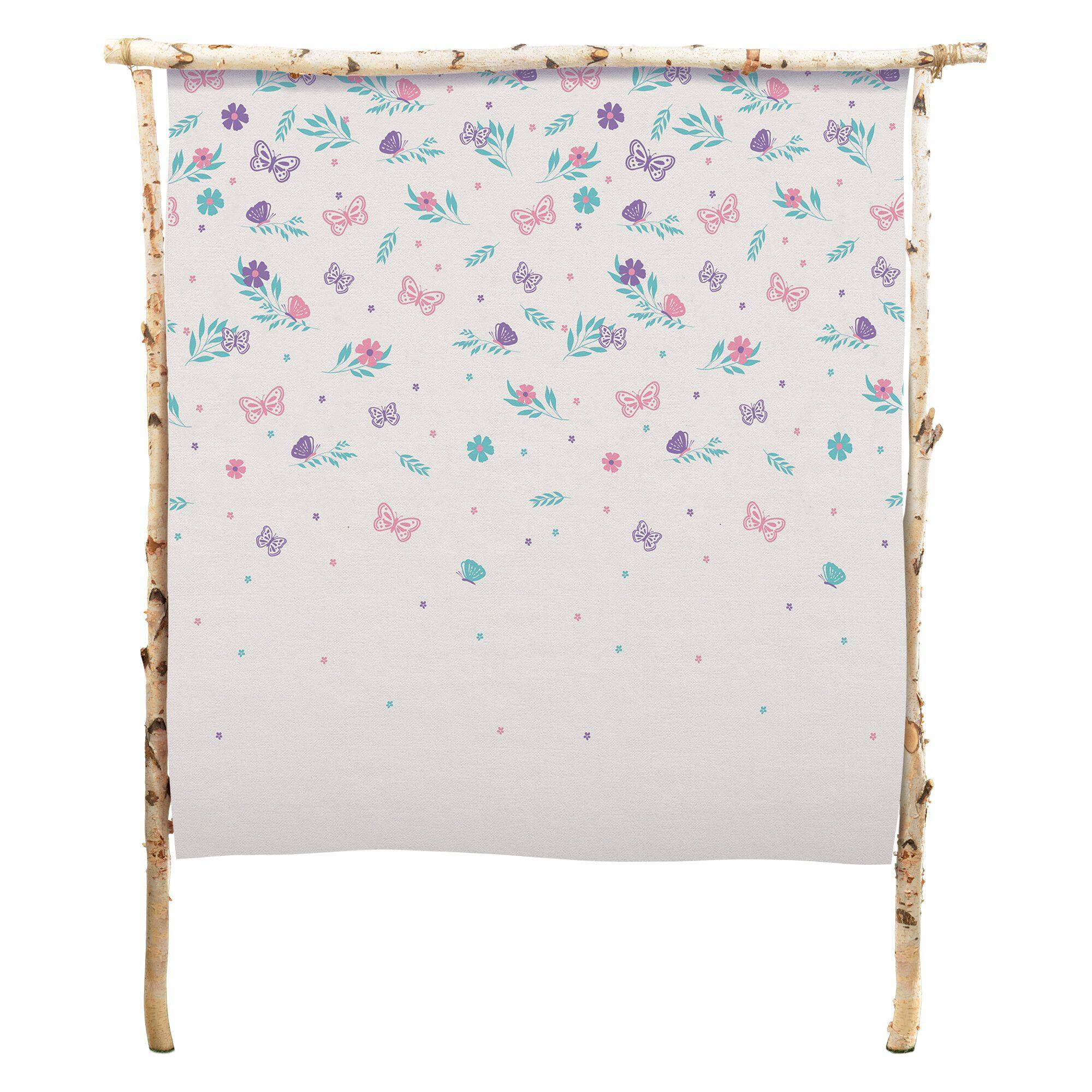Flutter Butterfly Canvas Backdrop, White/Purple, 65-inch