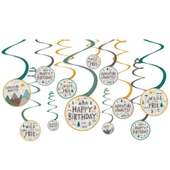 Wilderness Happy Birthday Swirl Hanging Decorations, 10 inch, 12-pk