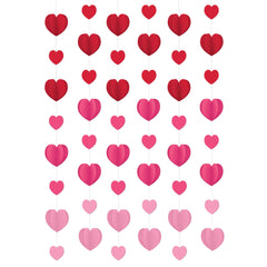 Hearts String Decorations, Red/Pink, 7-foot, 6-pk
