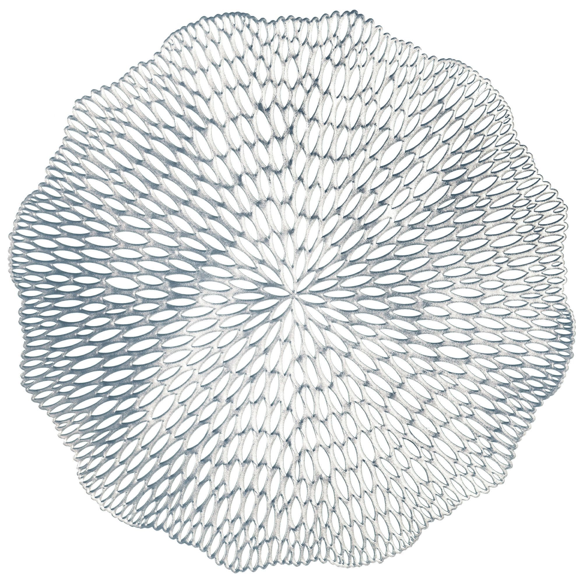 Blossom Vinyl Placemat, Silver, 14.5-inch, 4-pk