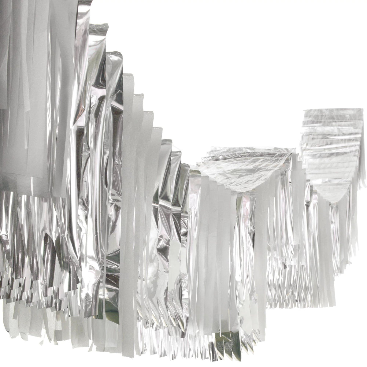 Accordion Fringe Foil & Tissue Ceiling Hanging Garland Banner, Silver, 12-ft