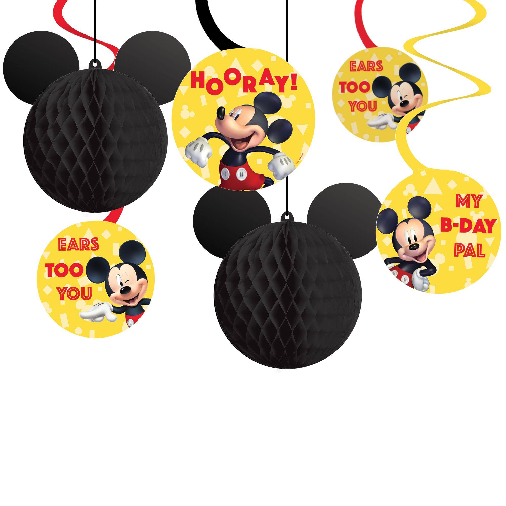 Mickey Mouse Honeycomb & Swirl Decorations, 10-inch, 12-pk
