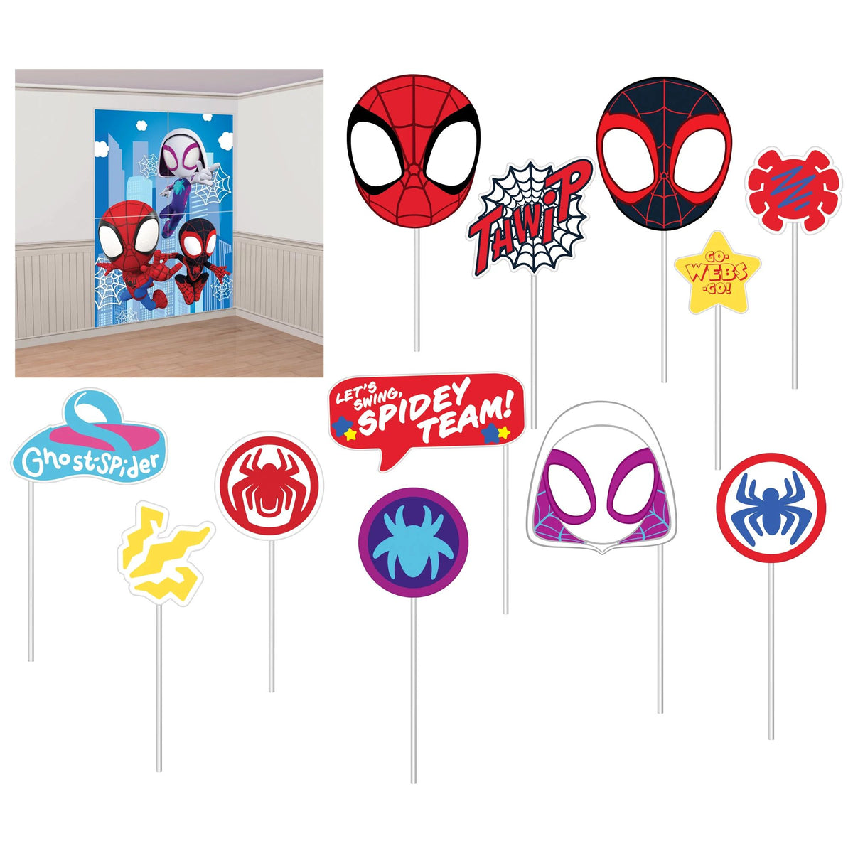 Disney Marvel Spidey & His Amazing Friends Scene Setter, Blue/Red, 14.5 inch, 16-pk