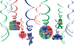 PJ Masks Swirl Hanging Decorations, Green/Blue/Red, 10-inch, 12-pk