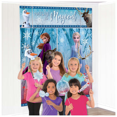 Disney Frozen Scene Setter with Photo Booth Props, Blue, 59-inch, 17-pk