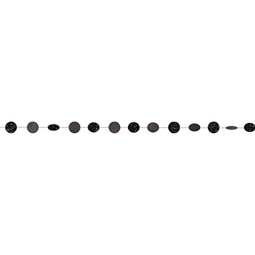Black Glitter Polka Dot String Decorations - 7-Inch, 6-Pack