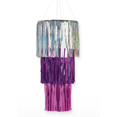 Sparkle Fringe String Chandelier Decorations, Silver/Purple, 38-inch