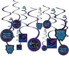 Disney Marvel Black Panther Swirl Decorations, Purple/Blue, 9.5-inch, 12-pk
