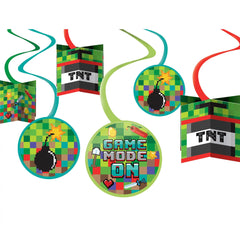 Game Mode Pixel Party Swirl Decorations, 12-pcs