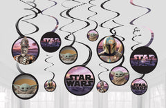 Disney Star Wars Mandalorian Swirl Decorations, Purple/Green, 10-inch, 12-pk