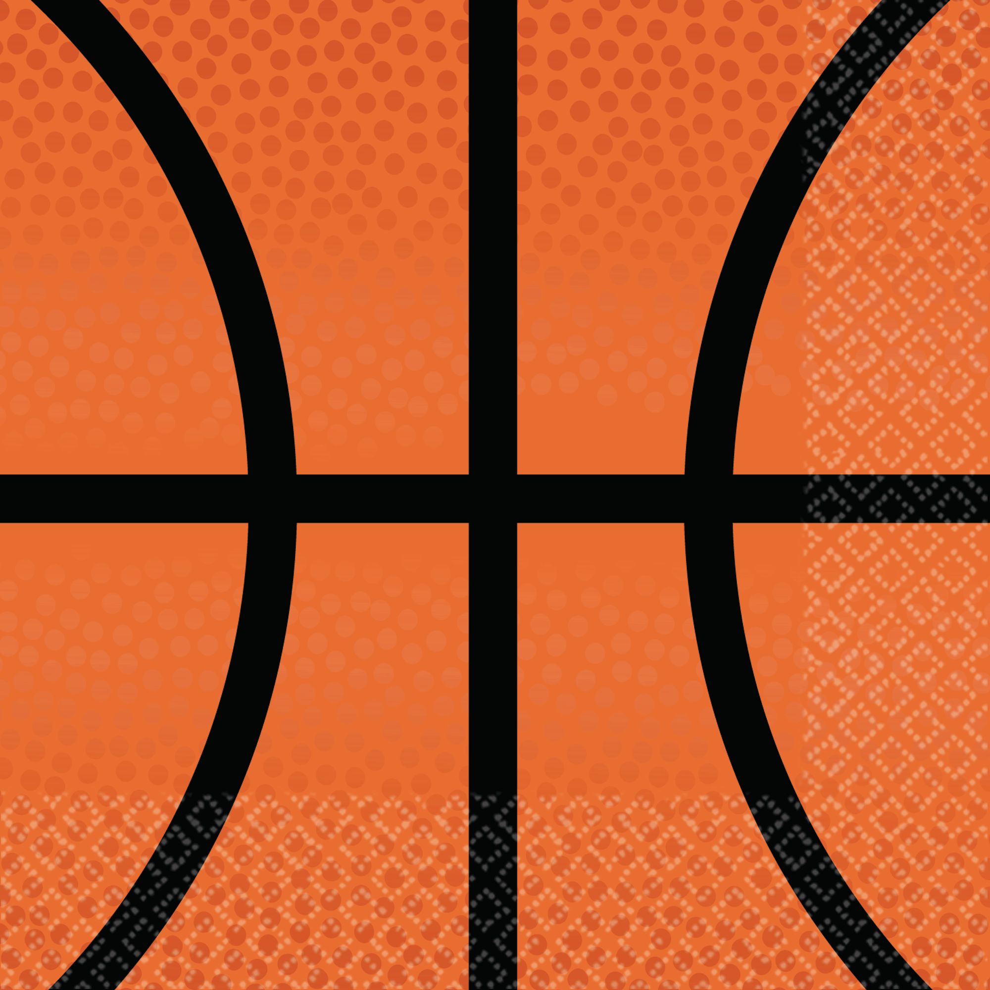 Basketball Beverage Napkins, Orange, 5 inch, 36-pk