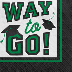 True to Your School Way to Go! Beverage Napkins, Green, 5-inch, 40-pk