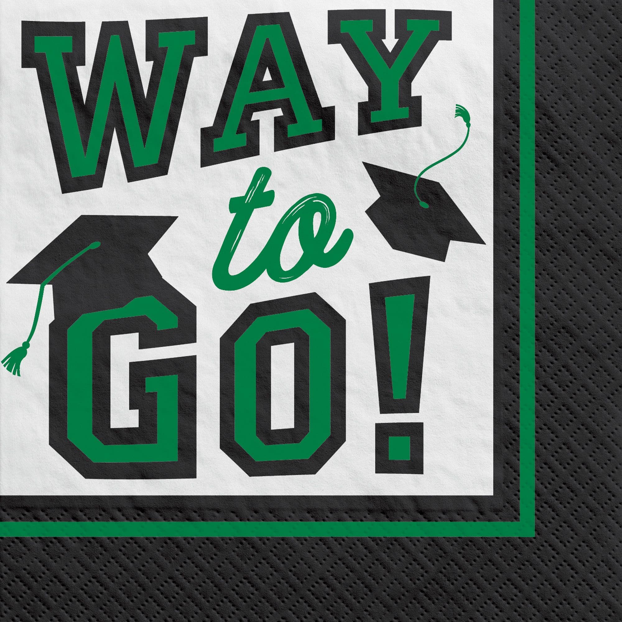 True to Your School Way to Go! Beverage Napkins, Green, 5-inch, 40-pk