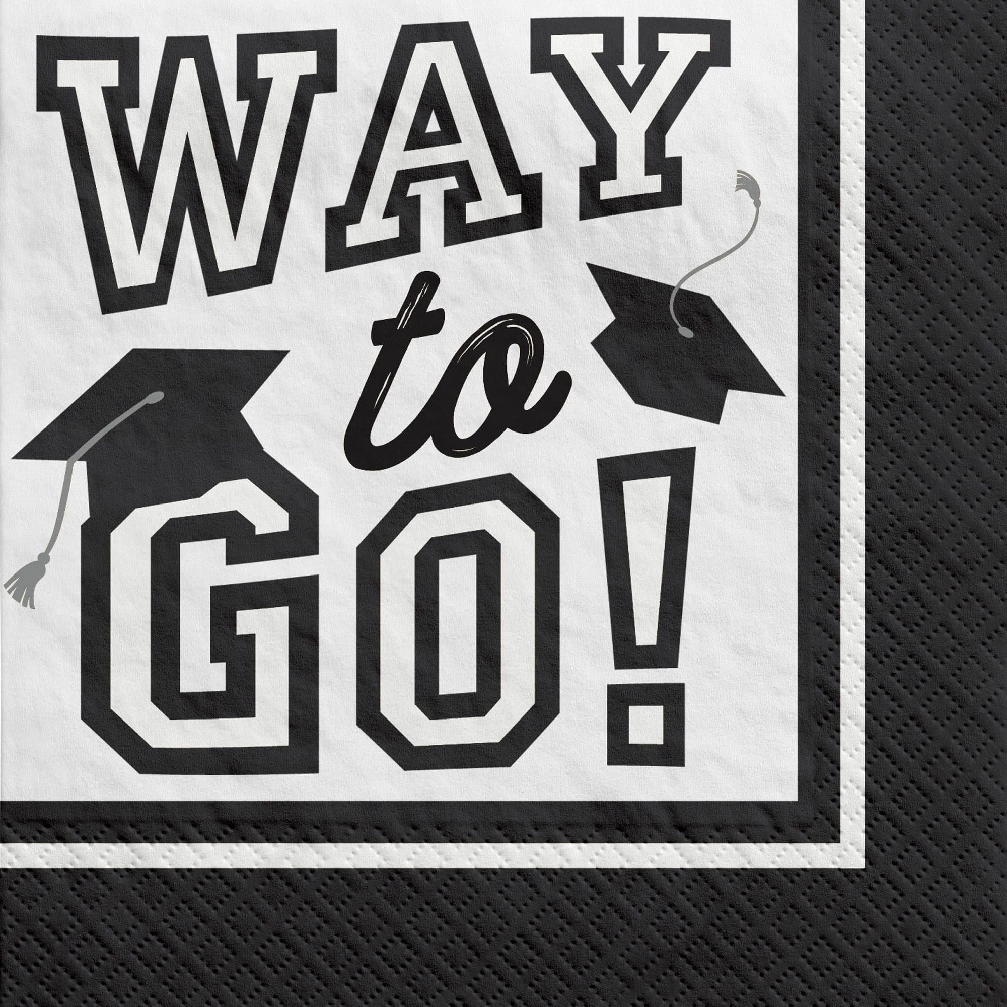 "Way to Go" Beverage Napkins, White, 5 inch, 40-pk, Graduation