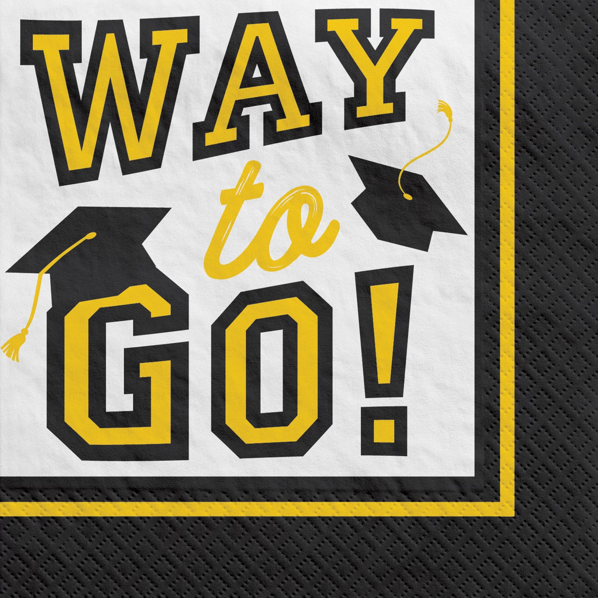 "Way to Go!" Beverage Napkins, Yellow, 5-inch, 40-pk, Graduation