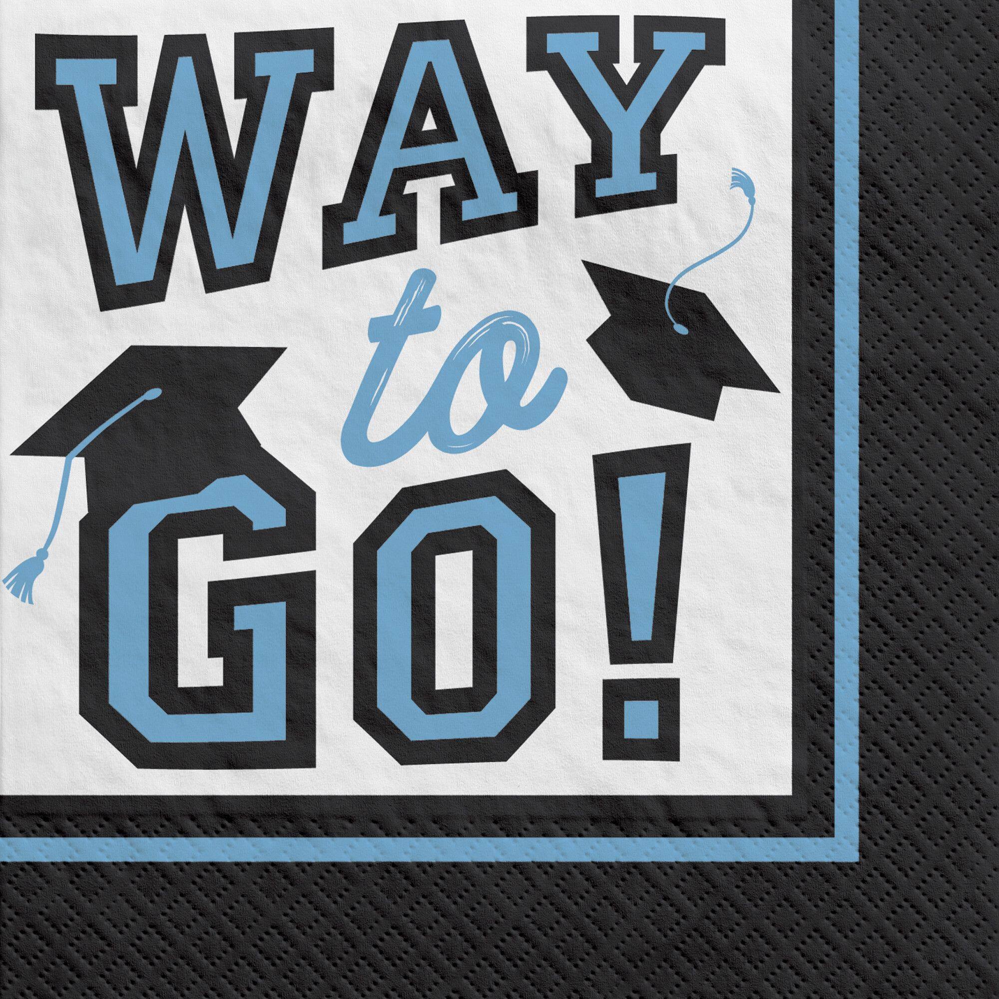 "Way to Go!" Beverage Napkins, Powder Blue, 5-inch, 40-pk, Graduation