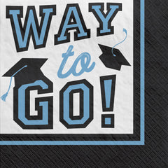 "Way to Go!" Beverage Napkins, Powder Blue, 5-inch, 40-pk, Graduation
