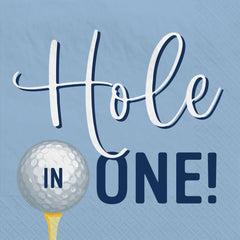 Golf on Tee Beverage Napkins, Blue/White, 6.5-inch, 40-pk