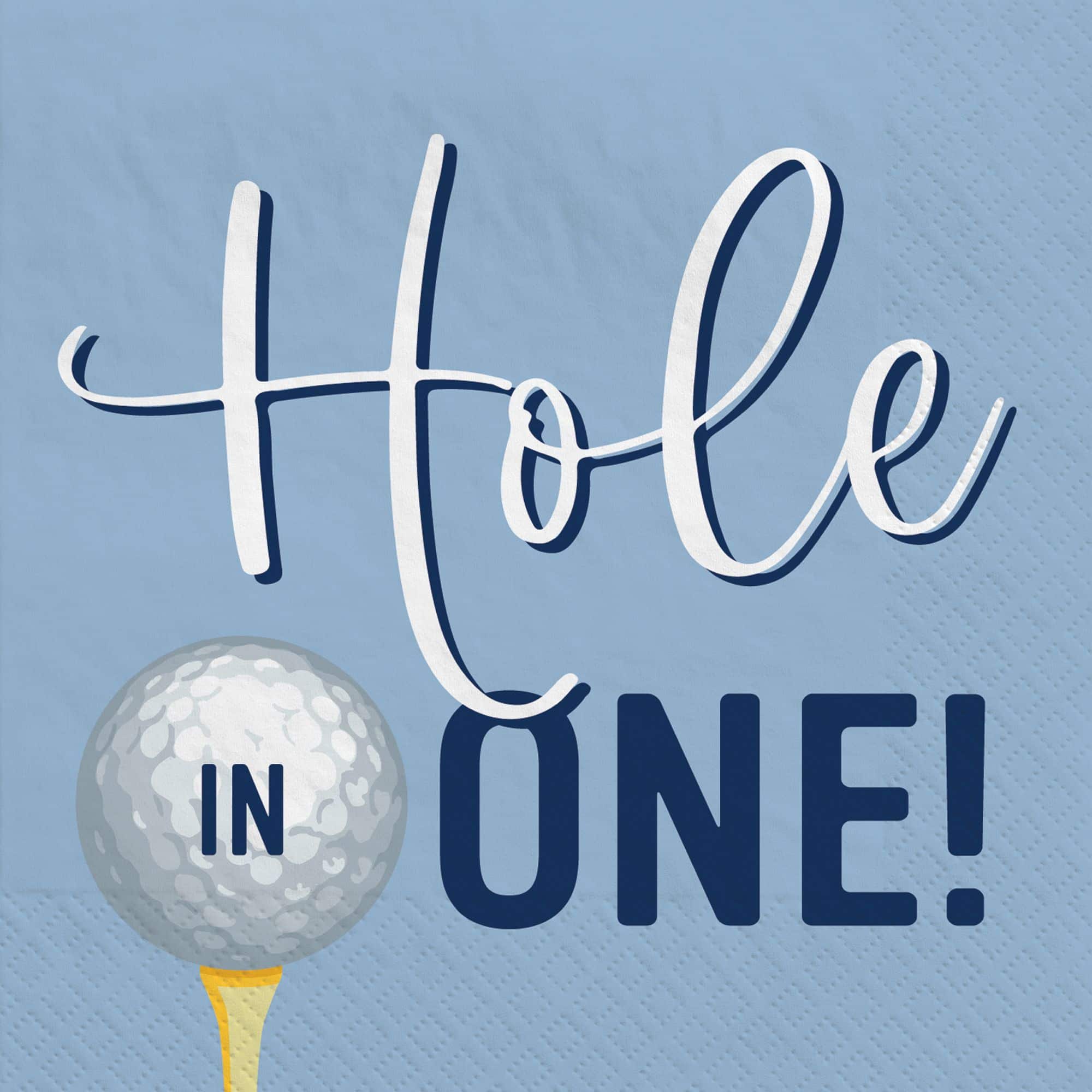 Golf on Tee Beverage Napkins, Blue/White, 6.5-inch, 40-pk