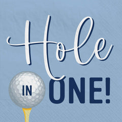 Golf on Tee Beverage Napkins, Blue/White, 6.5-inch, 40-pk