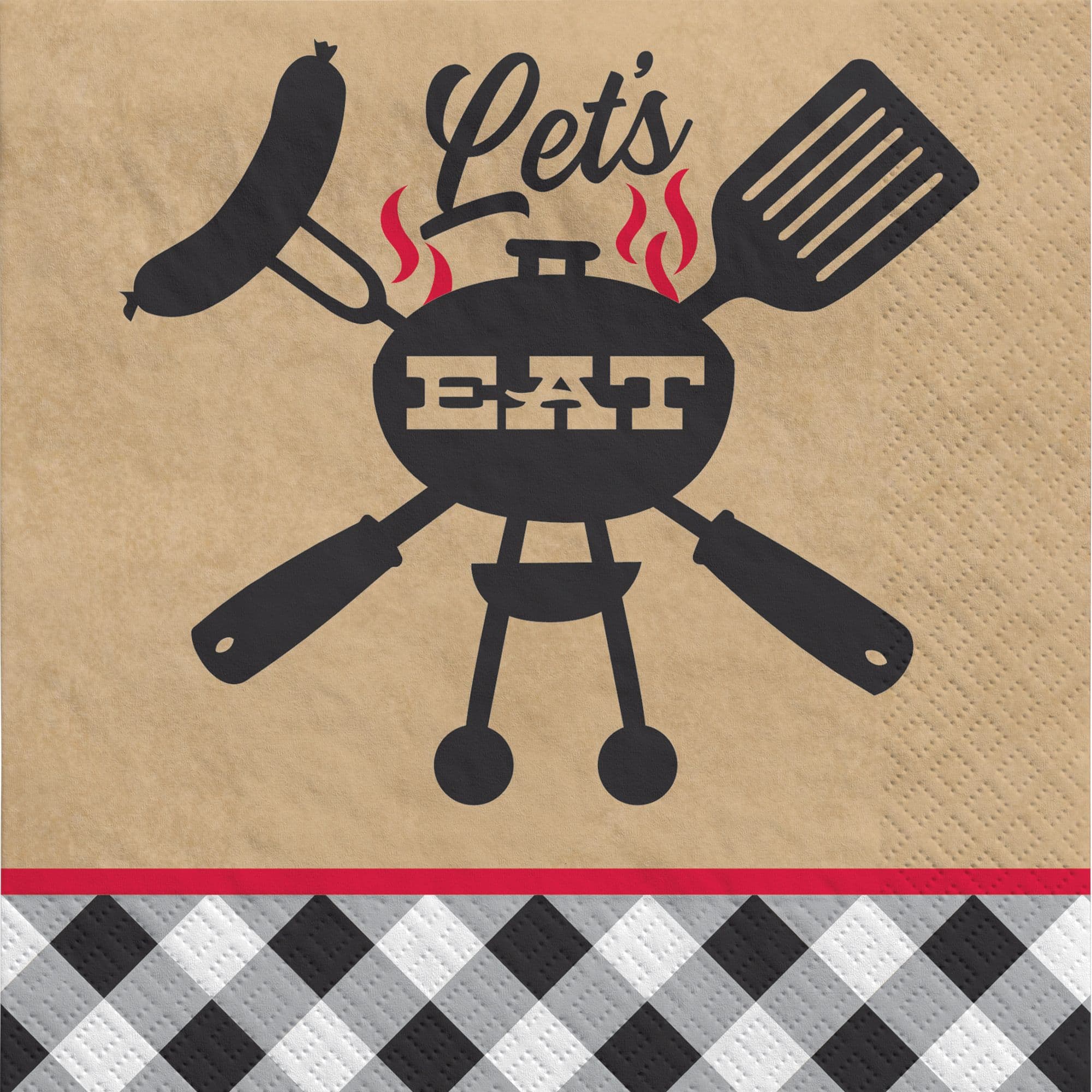 Summer BBQ Black Gingham Lunch Napkins, 40-ct